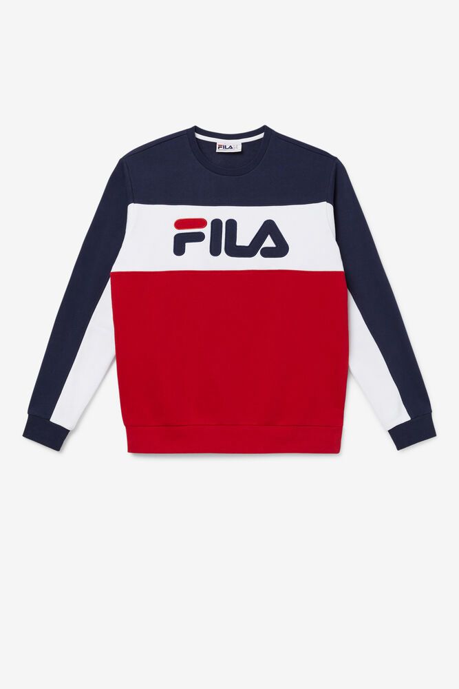 Fila Sweatshirt Herre Rød/Hvide/Mørkeblå Lesner Fleece Crew ETV-427908